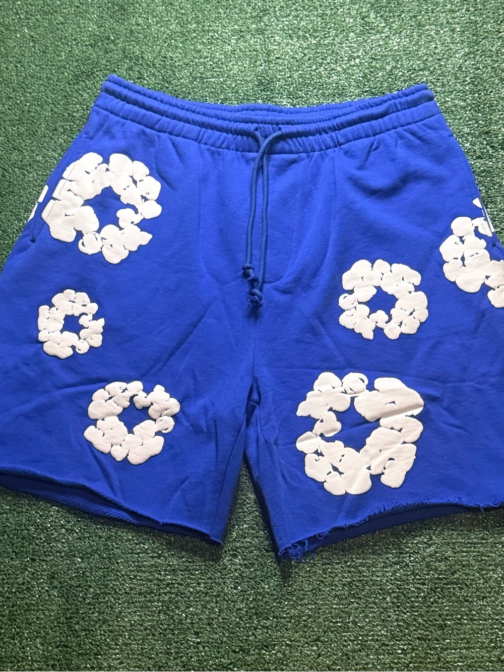 Men's Royal Blue Floral Patch Drawstring Shorts